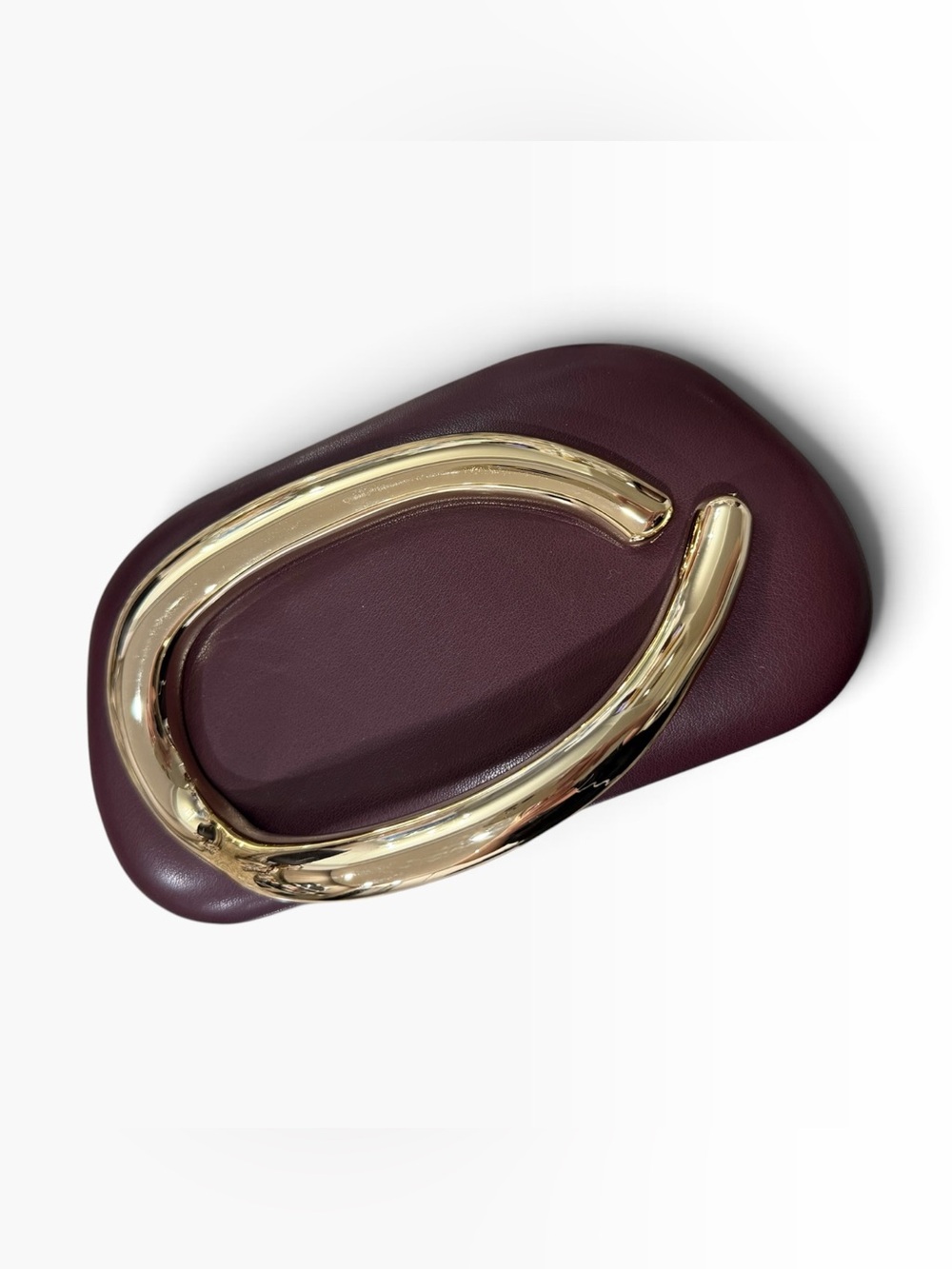Women’s Burgundy Oval Clutch with Gold Handle